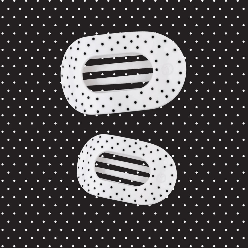 White Polka Dot Party Flat Round Hair Clip