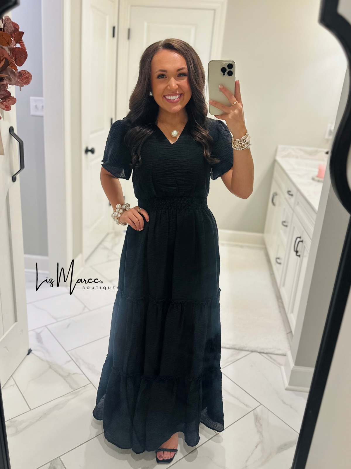 The Taylor Black Tiered Maxi Dress