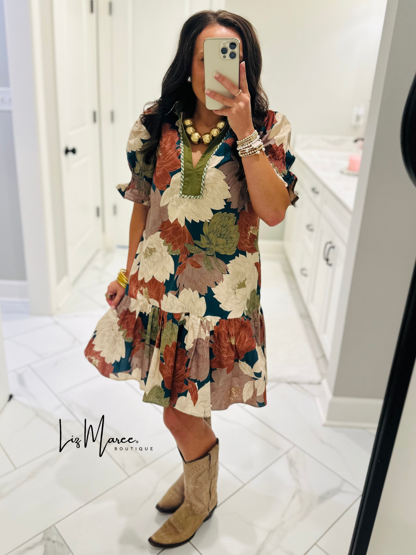 The Willow Teal Green Floral Dress