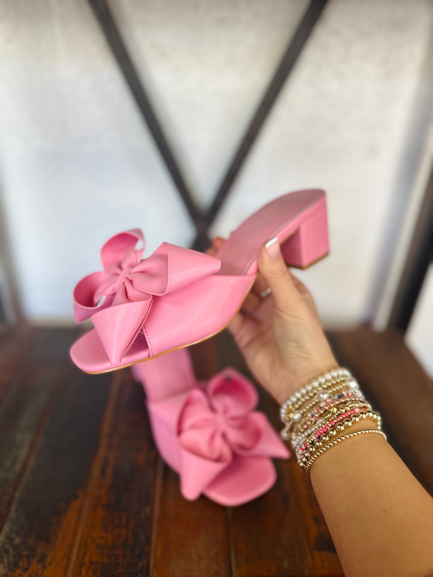 The Flora Pink Bow Heels