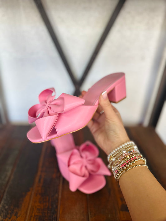 The Flora Pink Bow Heels