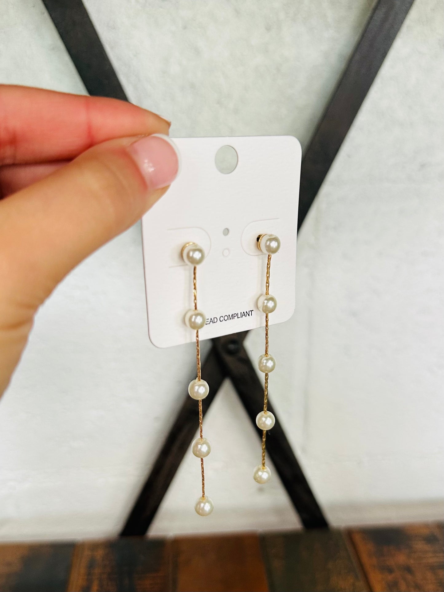 Elegant Pearl Chain Long Drop Earring