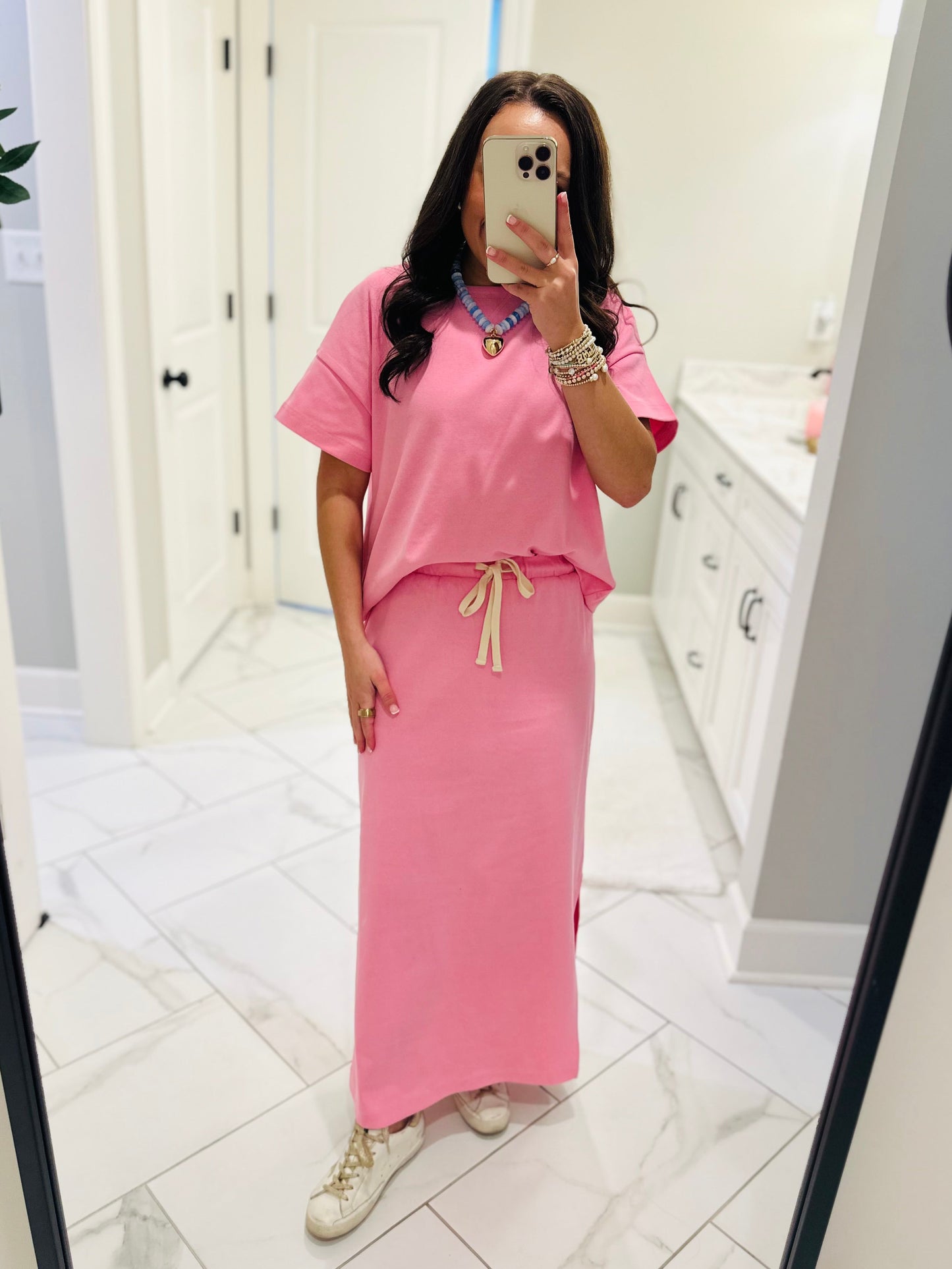 The Sonny Pink Knit Top + Skirt Set