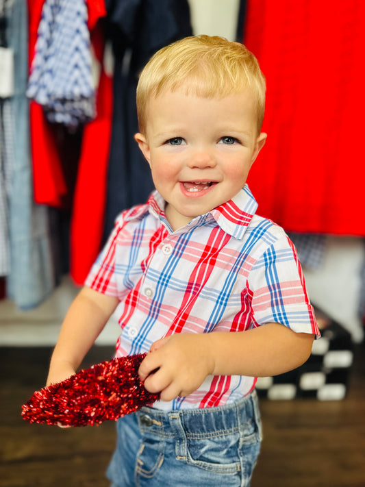 The Boys Lincoln Plaid Short Sleeve Button Down Shirt