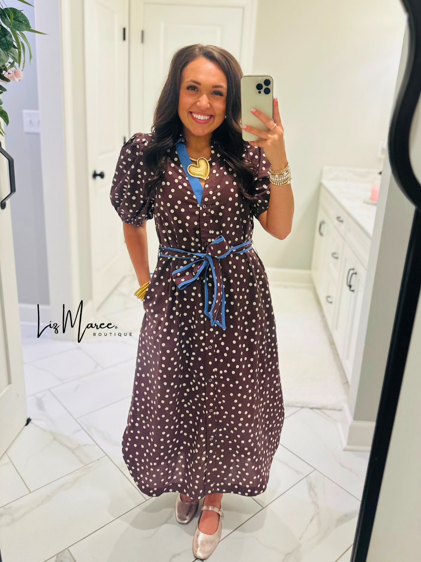 The Ashlee Brown Polka Dot Midi Dress