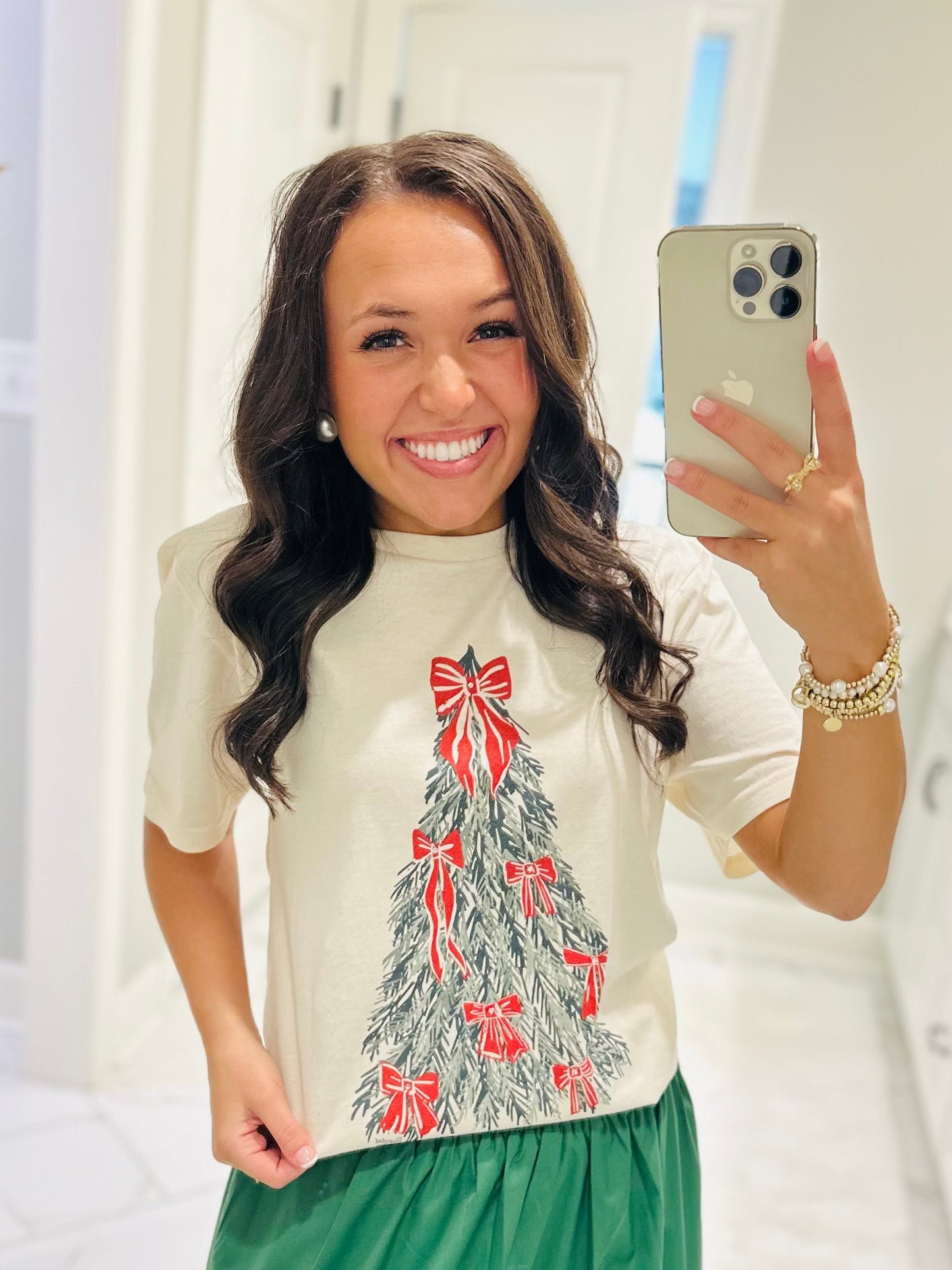 The Watercolor Bow Christmas Tree Tee