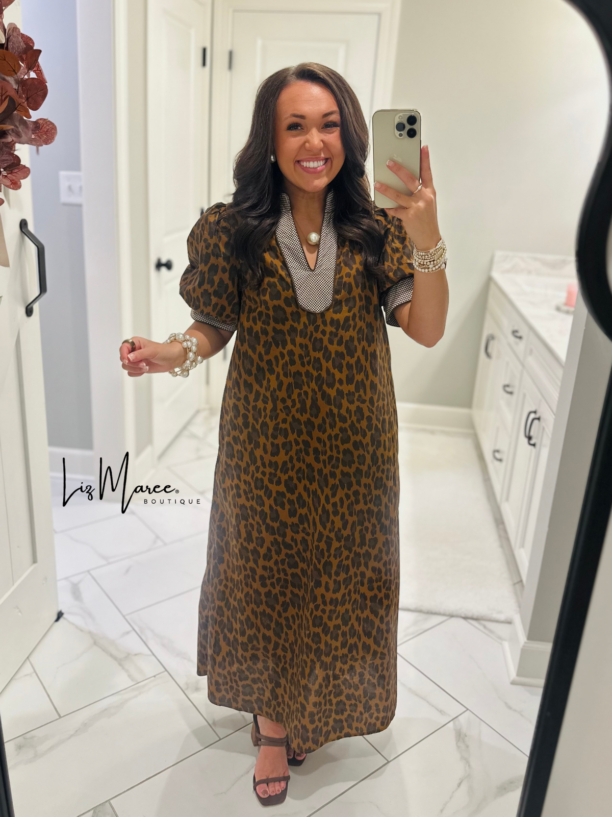 The Elle Brown Leopard Midi Dress
