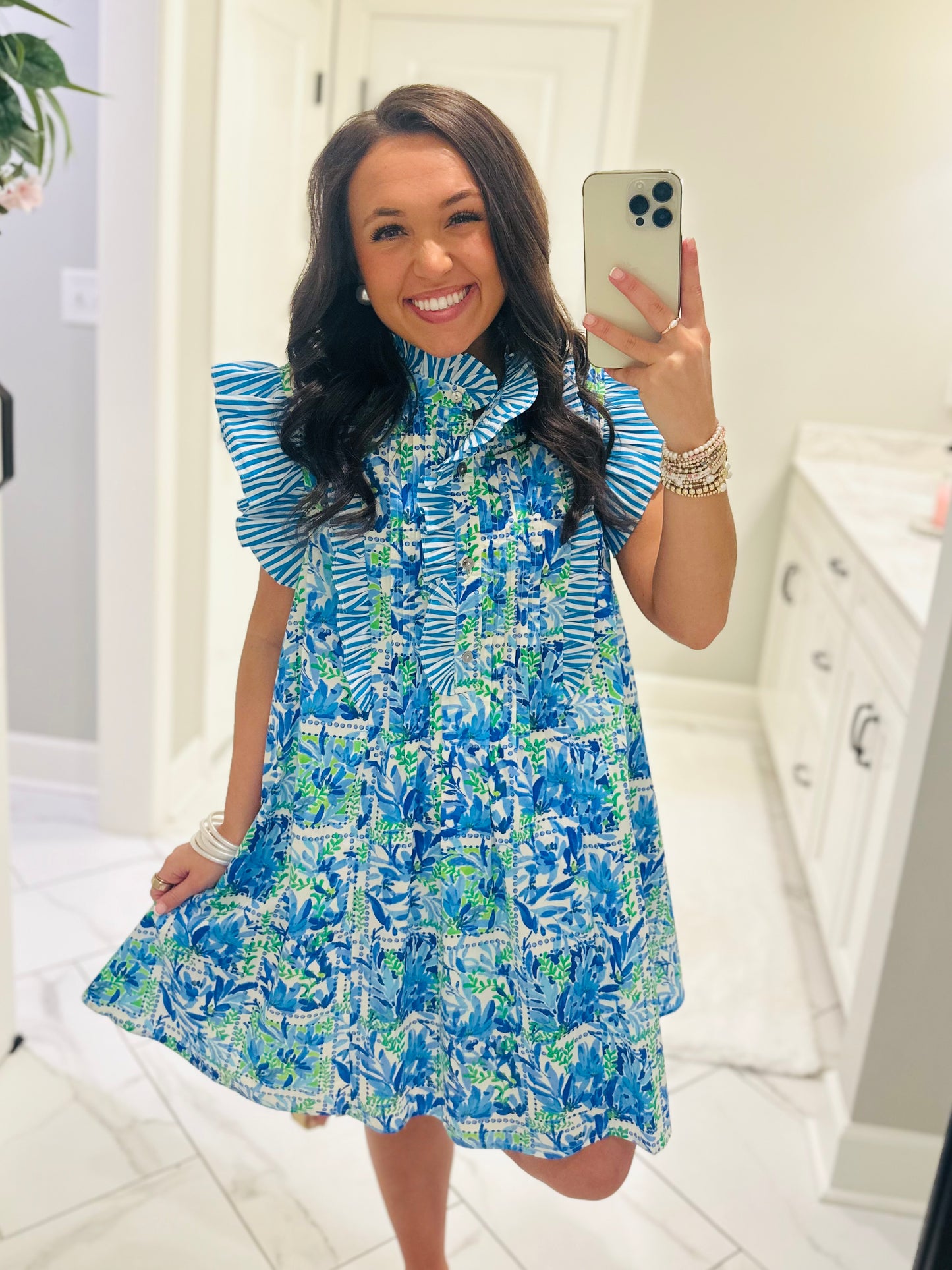 The Cali Blue Botanical Dress
