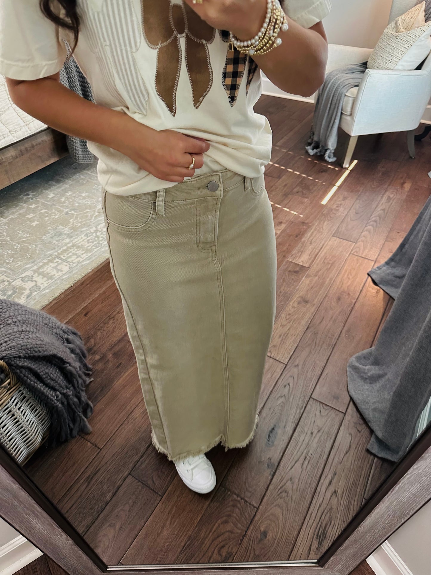 The High Rise Sand Maxi Skirt