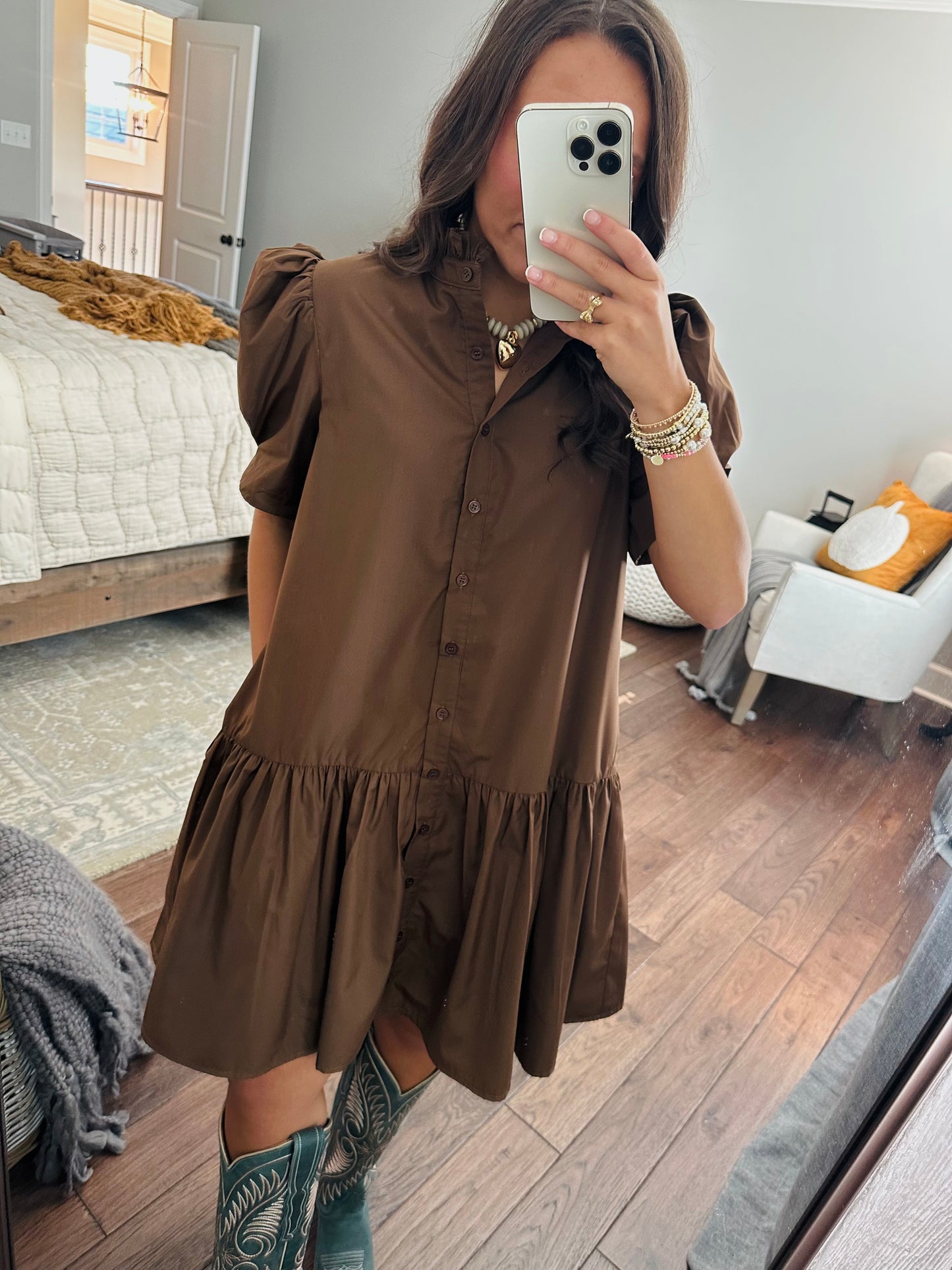 The Kallie Brown Puff Sleeve Dress