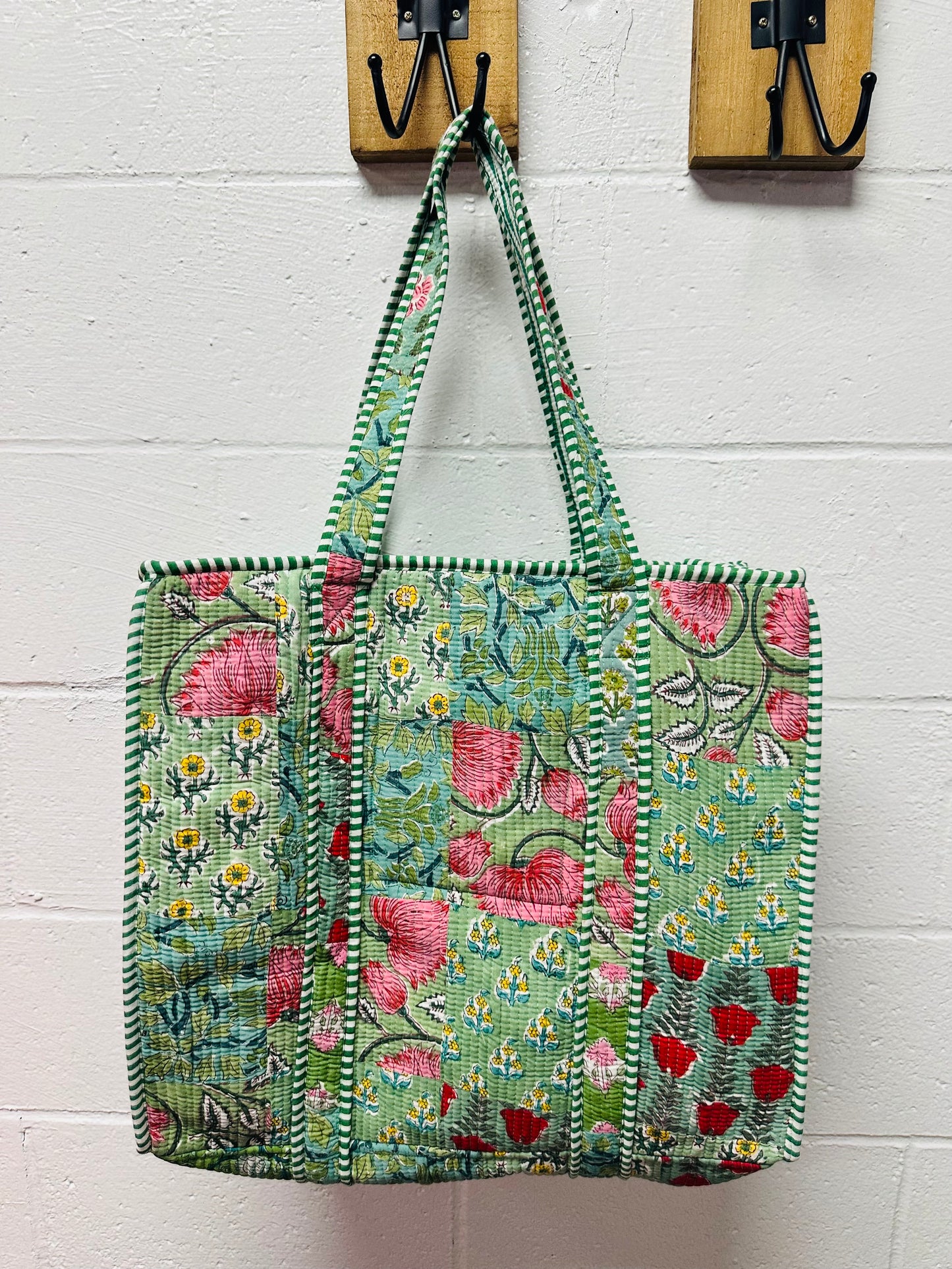The Green Patchwork Quilted Tote Bag