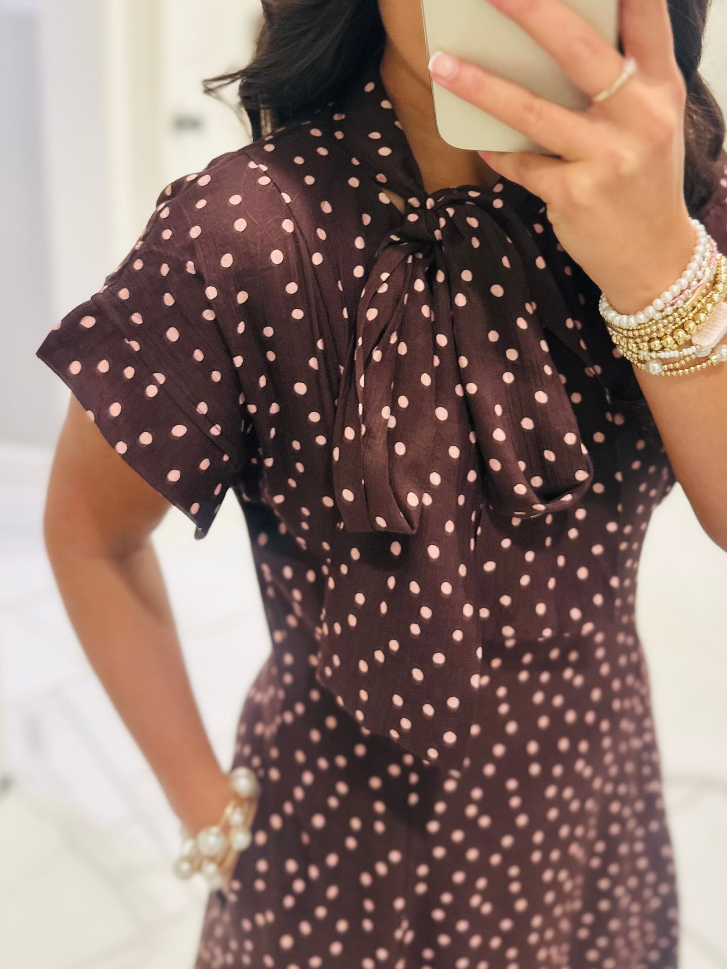 The Margo Burgundy Polka Dot Midi Dress