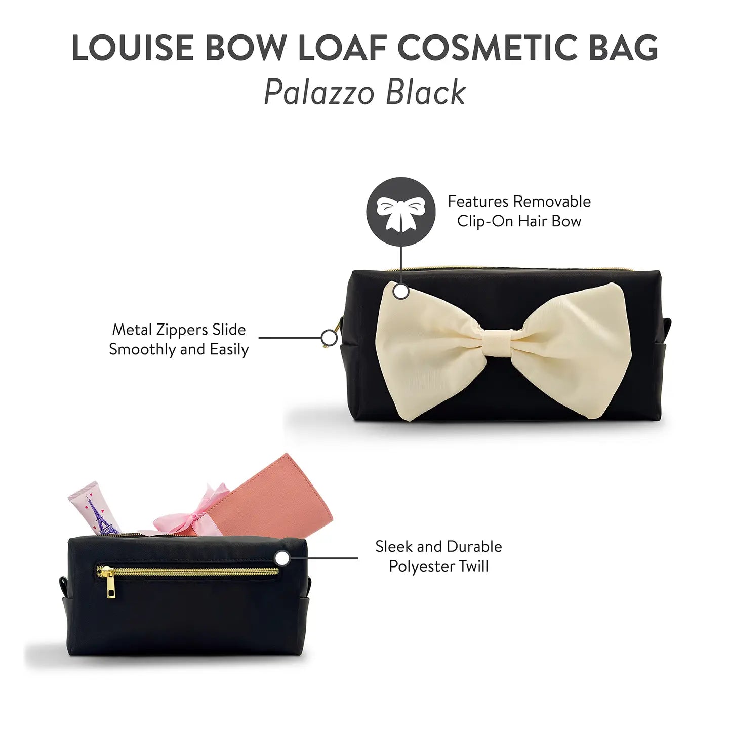The Louise Black Bow Cosmetic Pouch