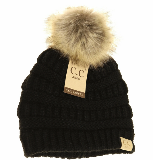 Kids Fur Pom CC Beanie