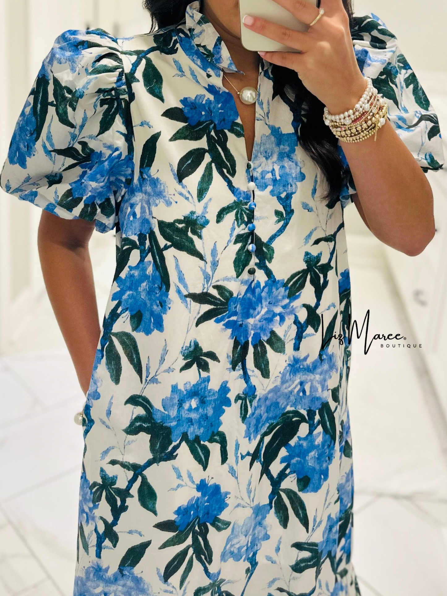 The Jane Blue Floral Midi Dress