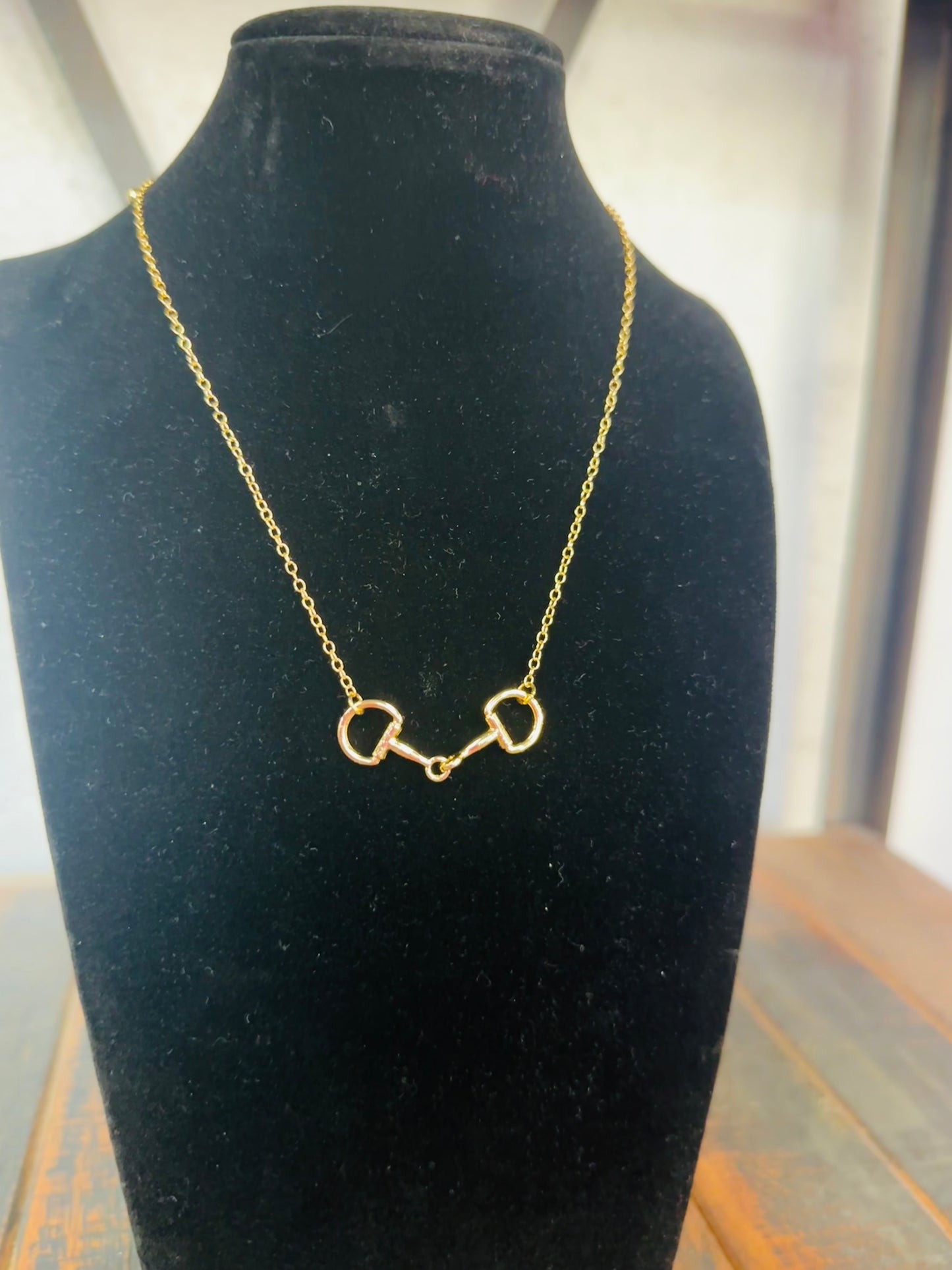 Gold Linked Horsebit Necklace
