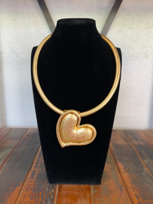 Gold Vintage Heart Collar Necklace