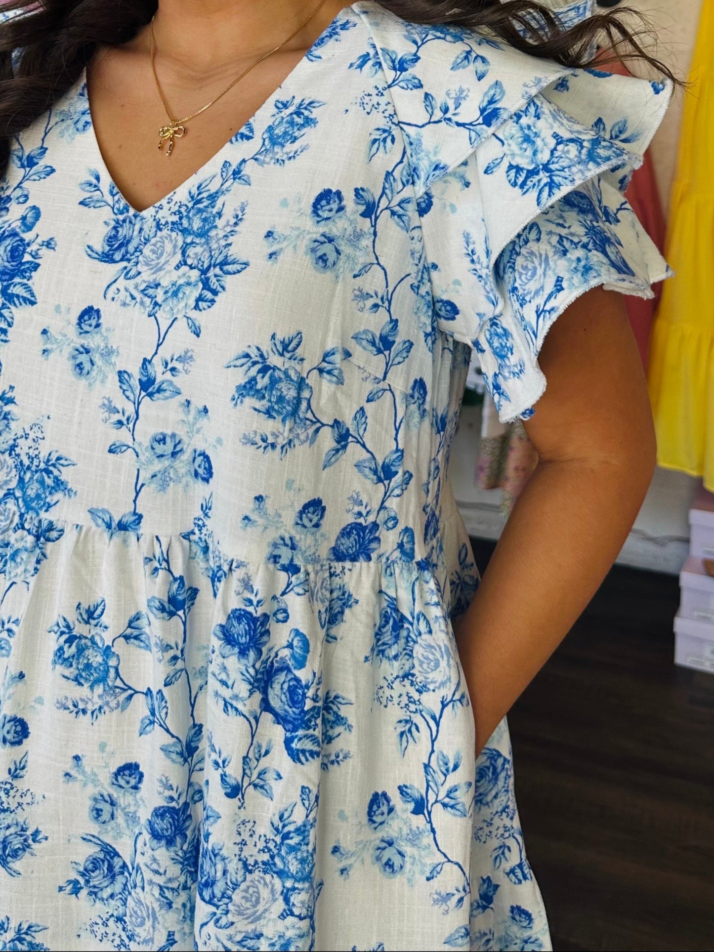 The Savannah Blue Floral Print Dress