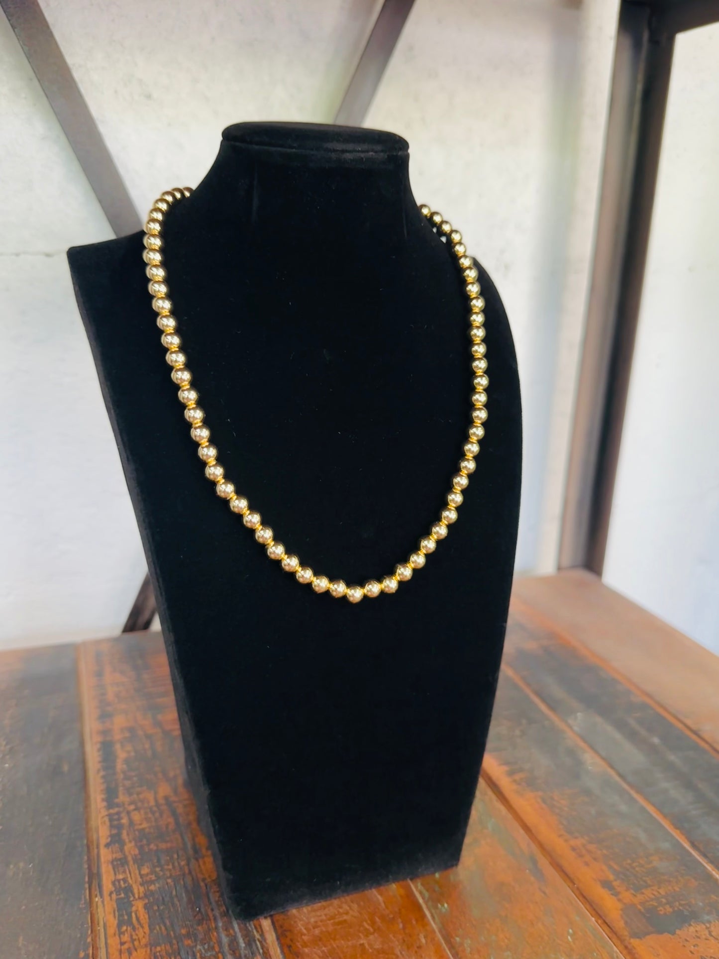 7mm Gold Ball Bead Necklace