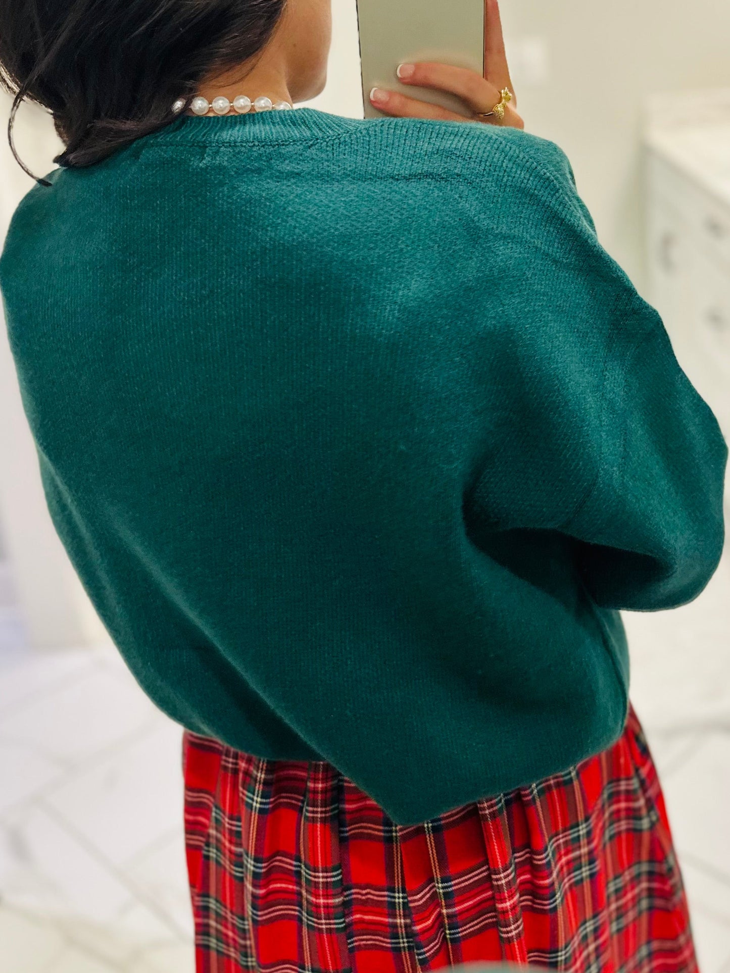 The Hunter Green Merry & Bright Embroidered Sweater