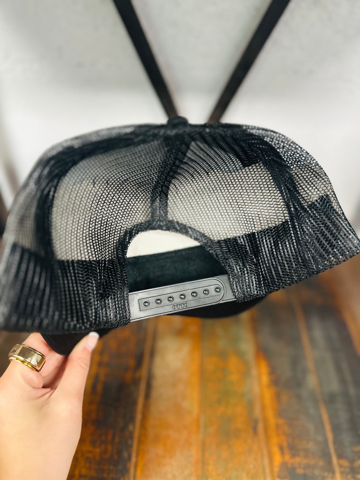 Black & Turquoise Feather + Turquoise Stone Trucker Hat