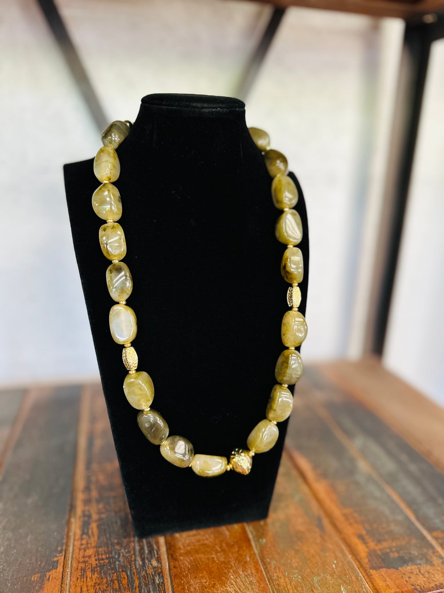 Green Marble Beaded Necklace