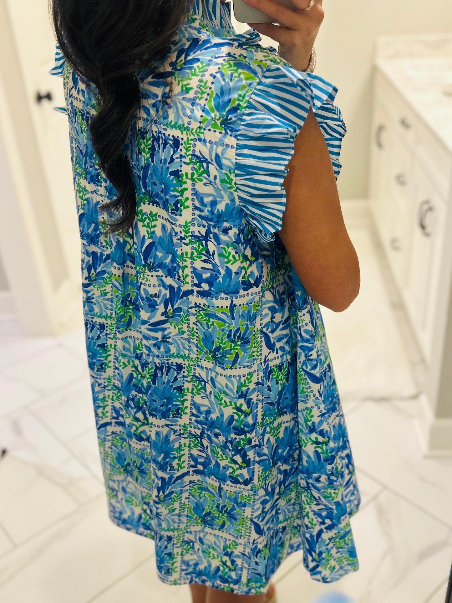 The Cali Blue Botanical Dress