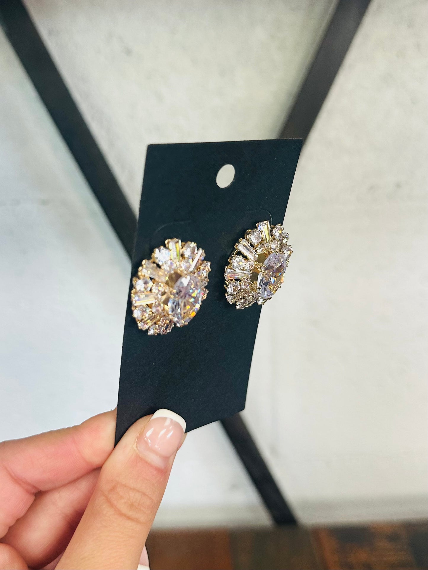 Gold + Silver Crystal Stud Earring