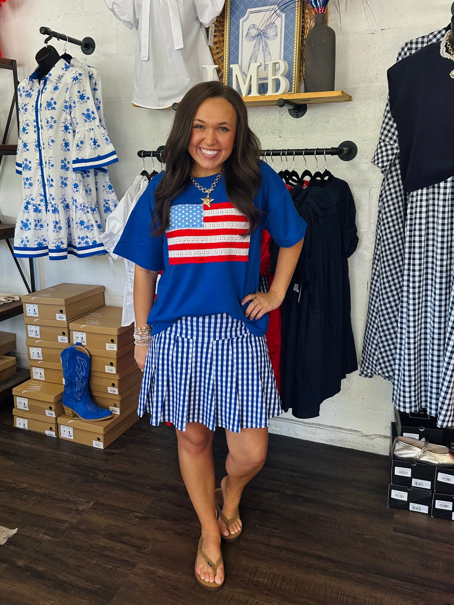 The Sweet Land of Liberty American Flag Applique Tee