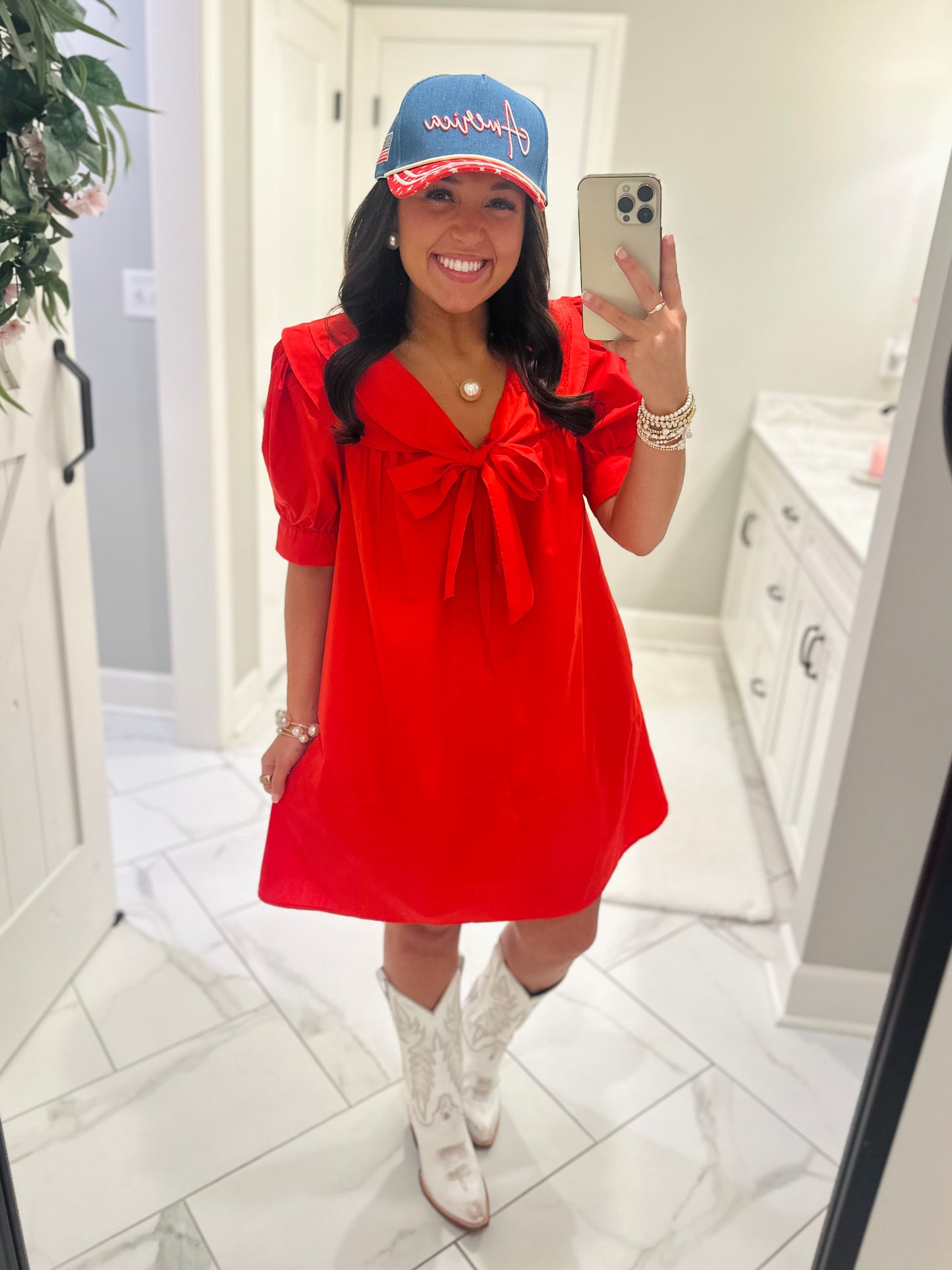 The Emmy Red Bow Dress