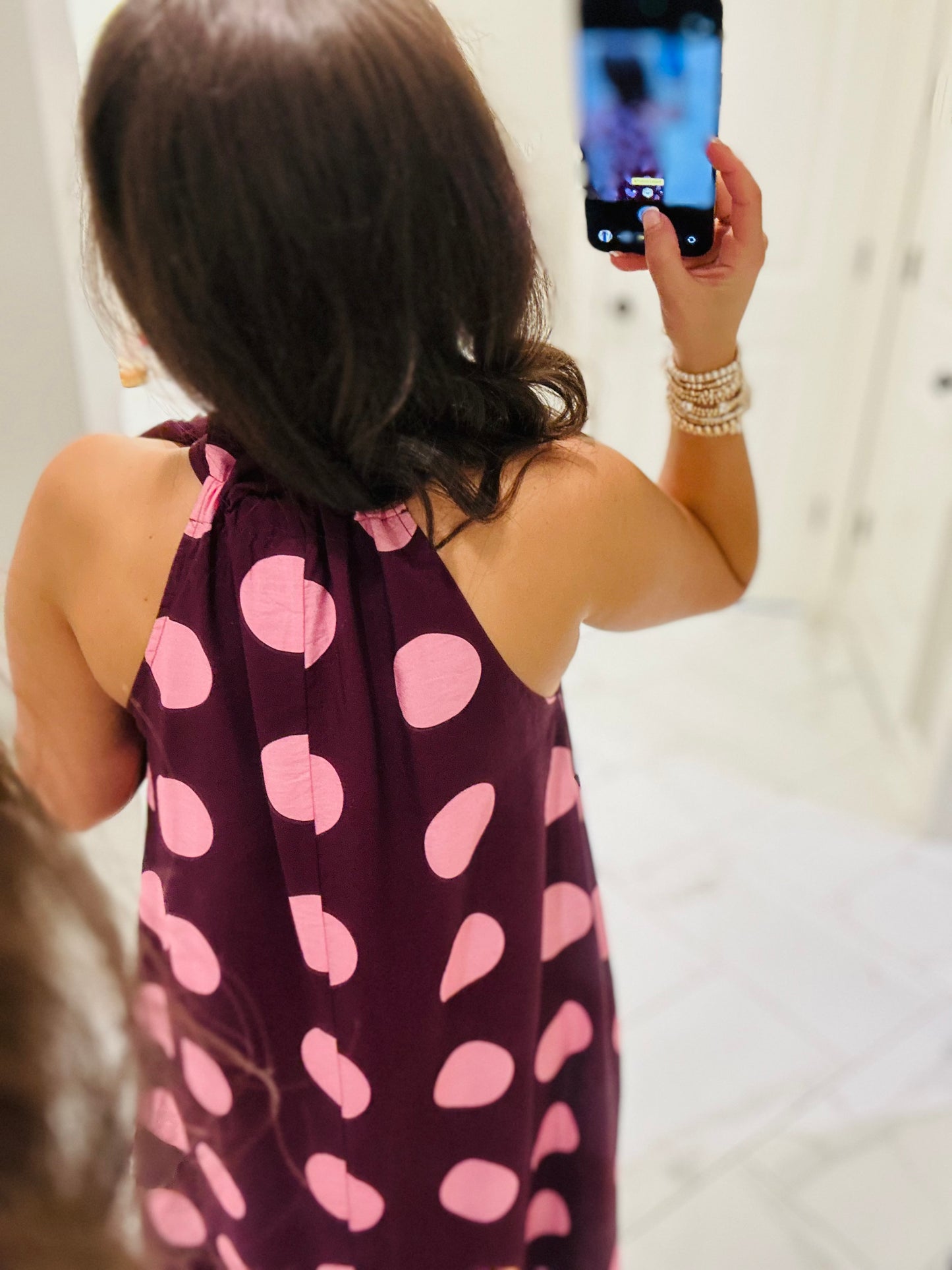 The Hallie Plum Polka Dot Midi Dress