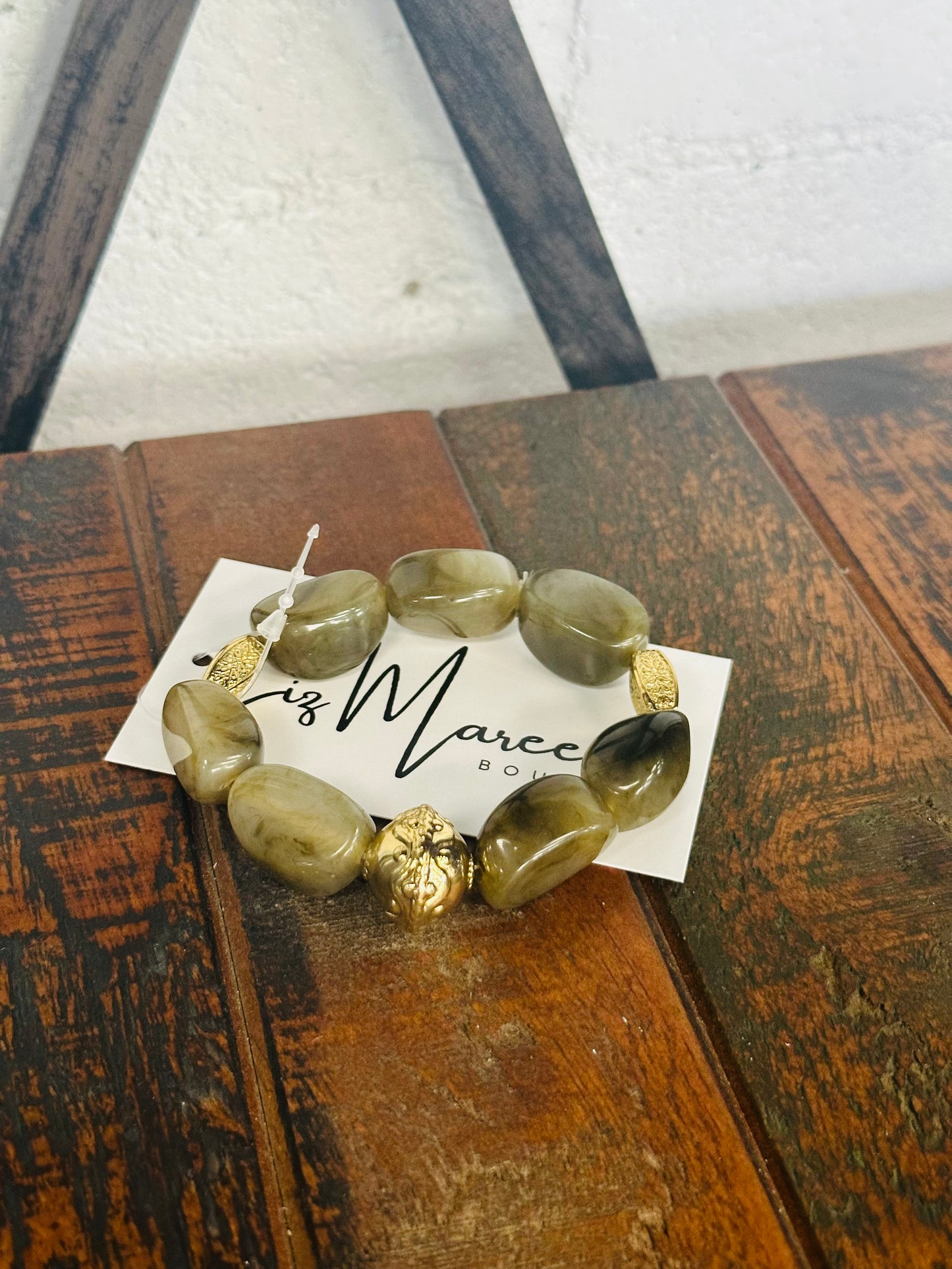 Green Marble Beaded Bracelet