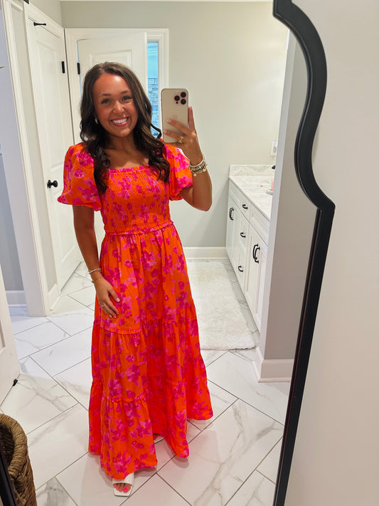 The Cala Floral Smocked Maxi Dress