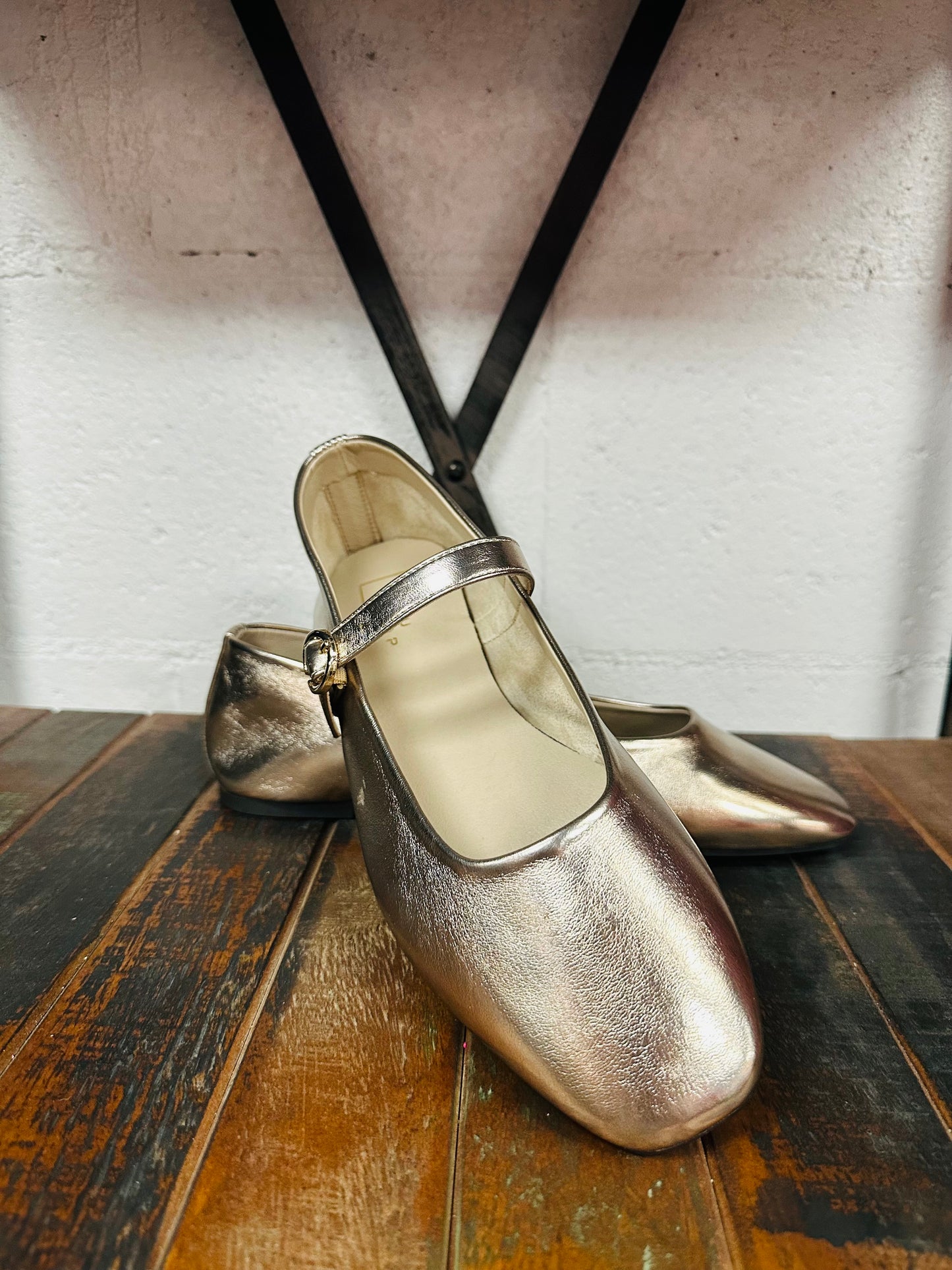 The Annabelle Gold Mary Jane Flat