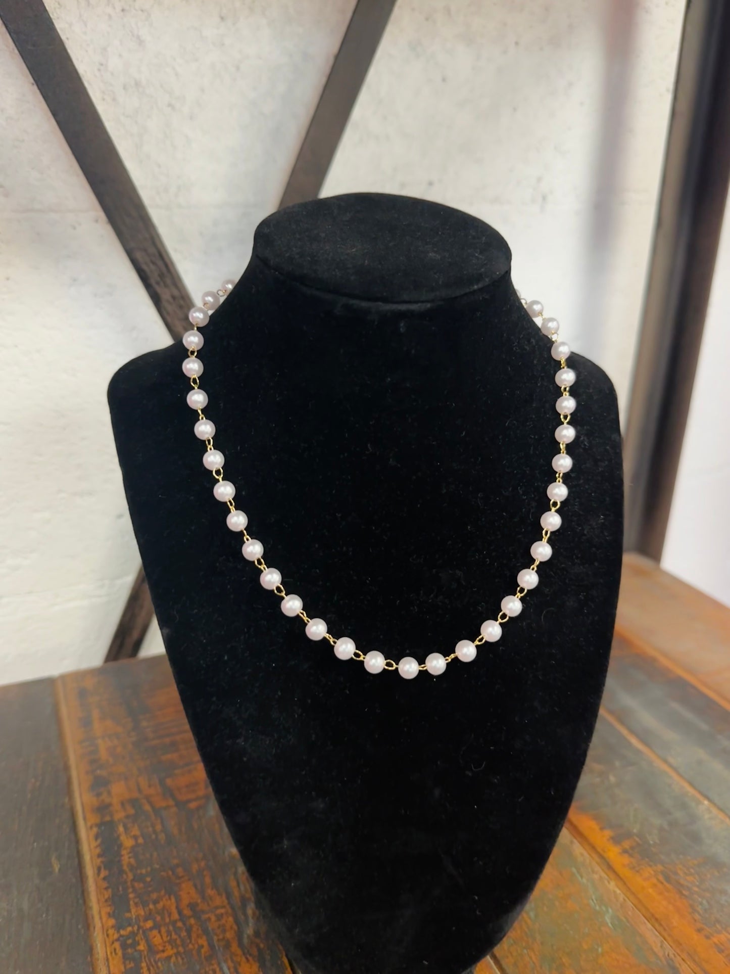 Pearl Beaded + Chain Link Necklace