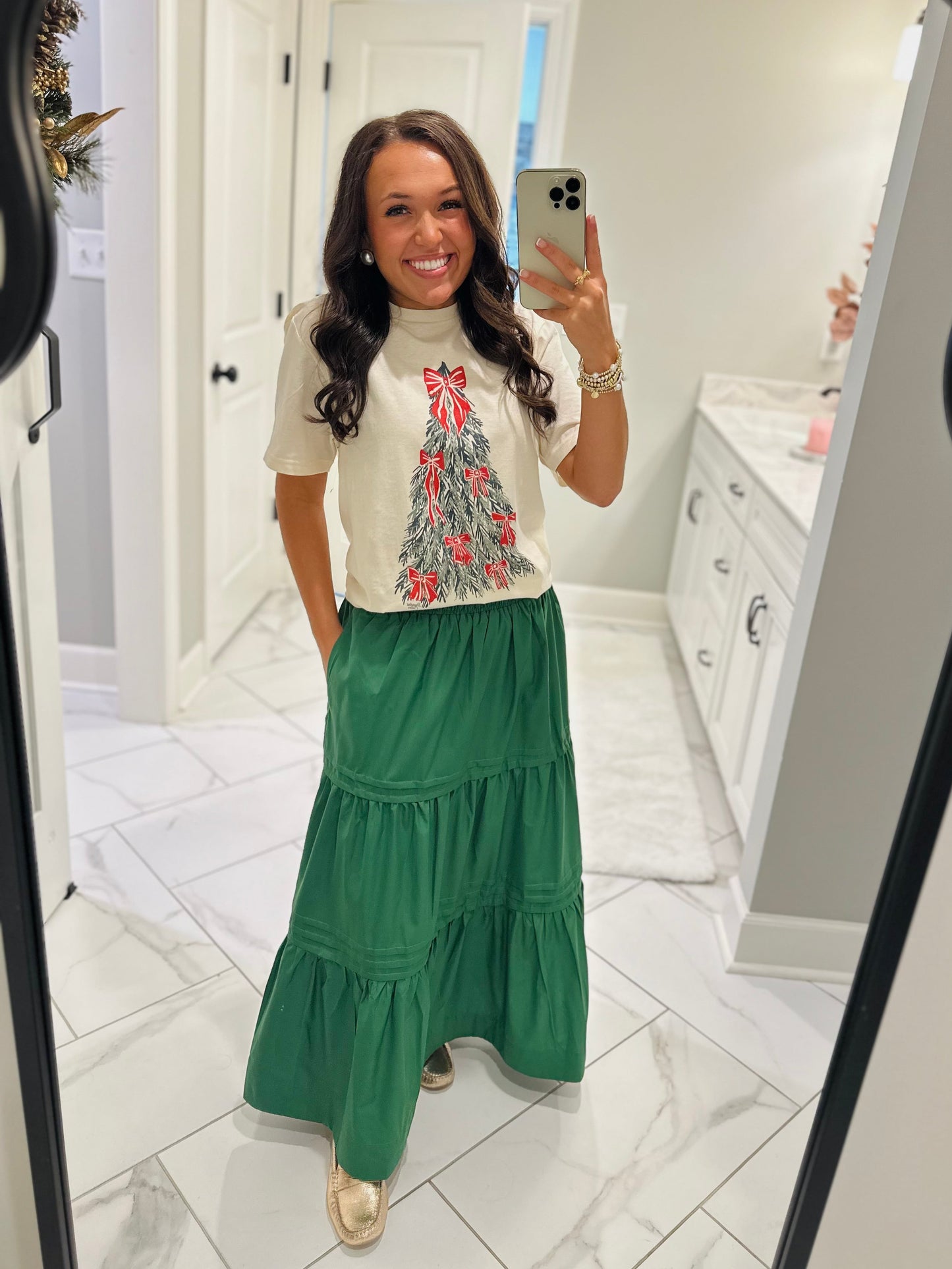 The Watercolor Bow Christmas Tree Tee