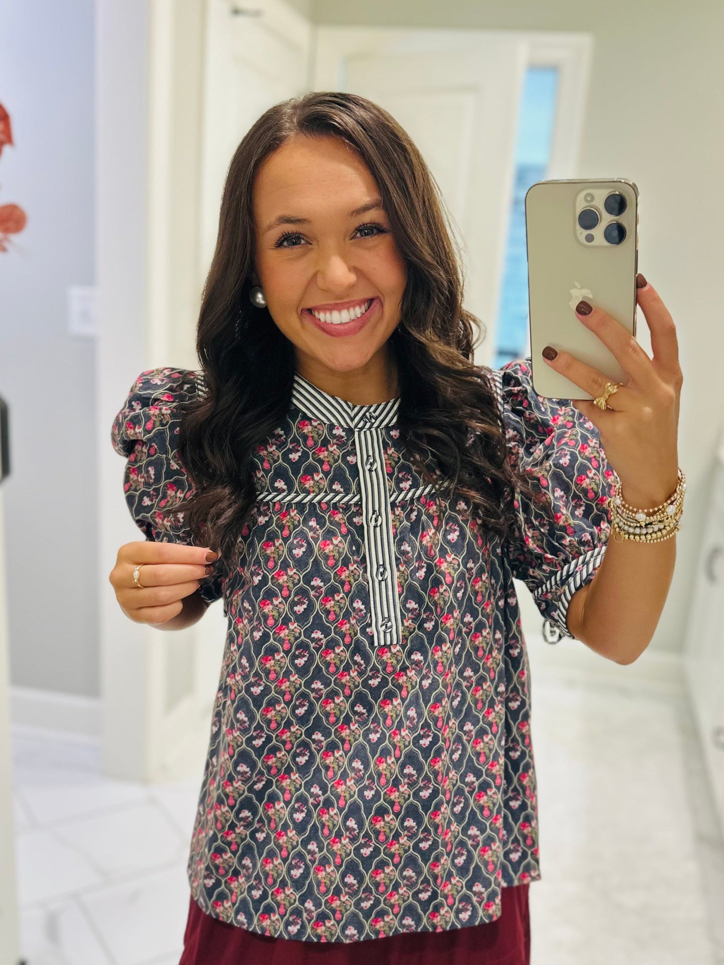 The Lottie Navy Floral Top