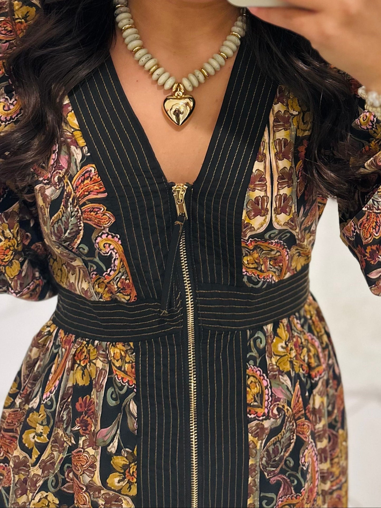 The Libby Black Floral Paisley Midi Dress