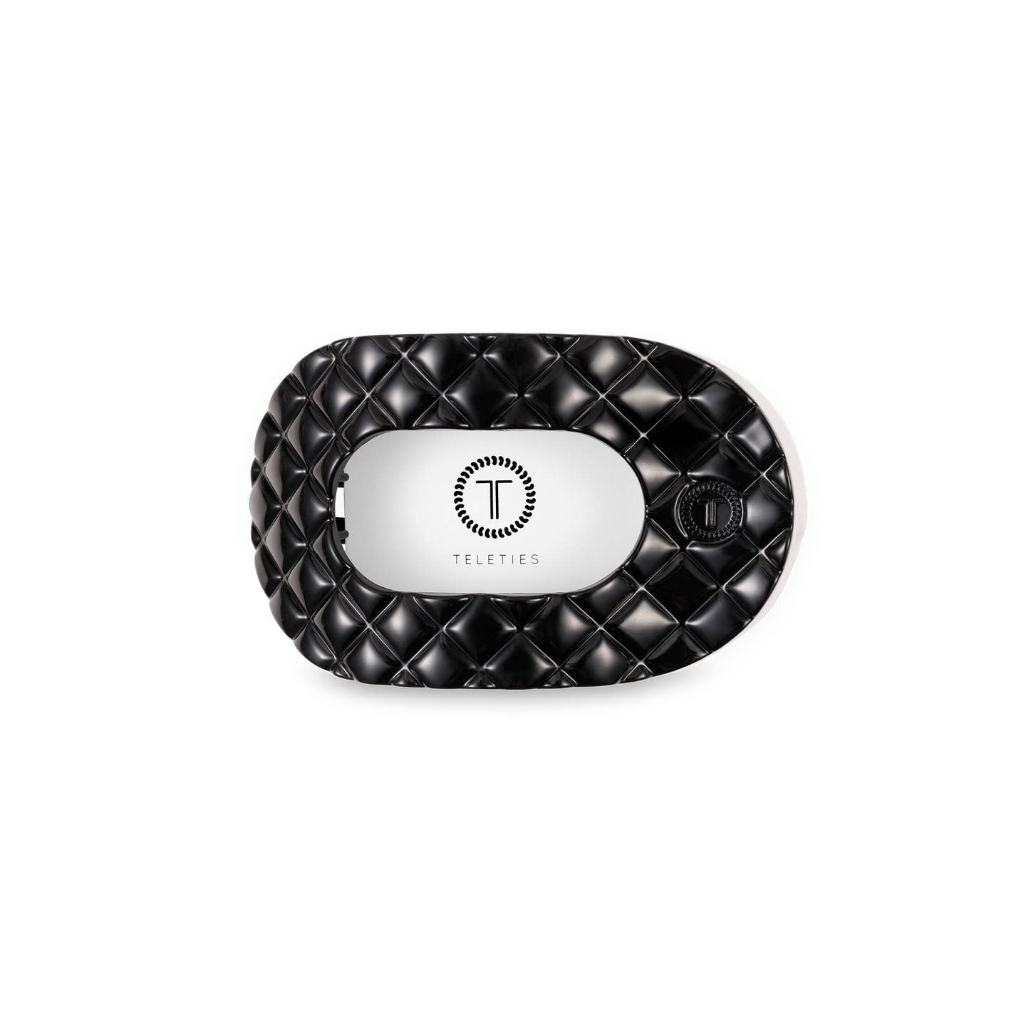 Jet Black Quilted Round Flat Hair Clip
