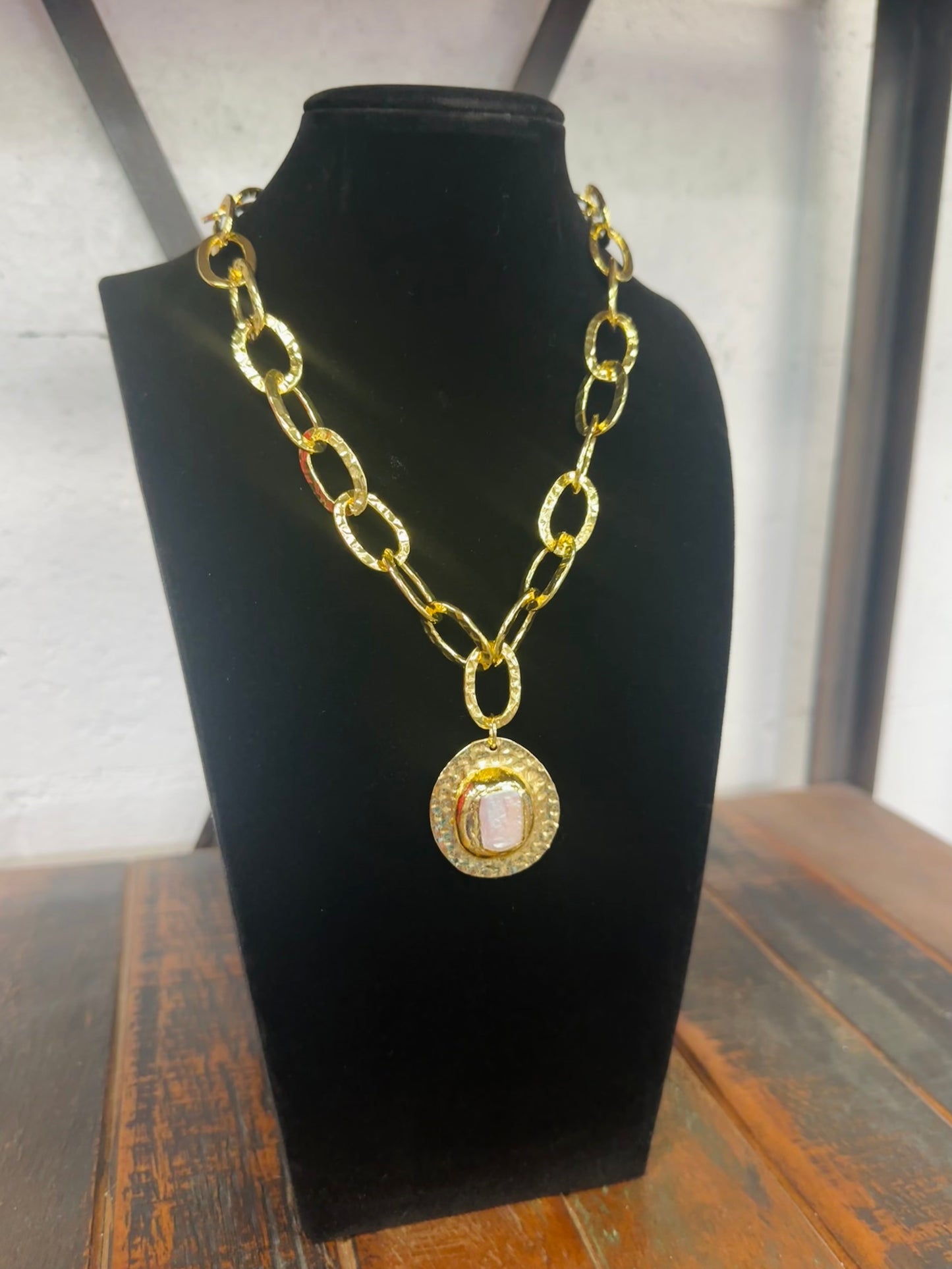18K Gold Dipped Baroque Pearl Pendant Necklace