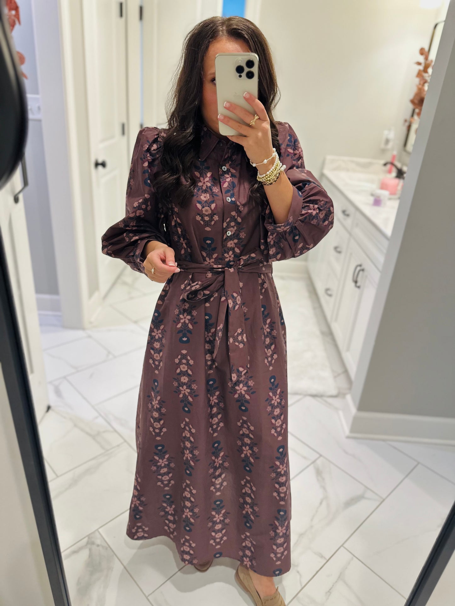 The Nina Brown Floral Maxi Dress