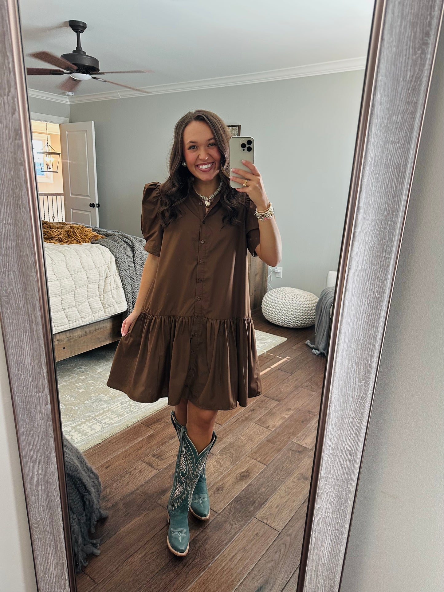 The Kallie Brown Puff Sleeve Dress