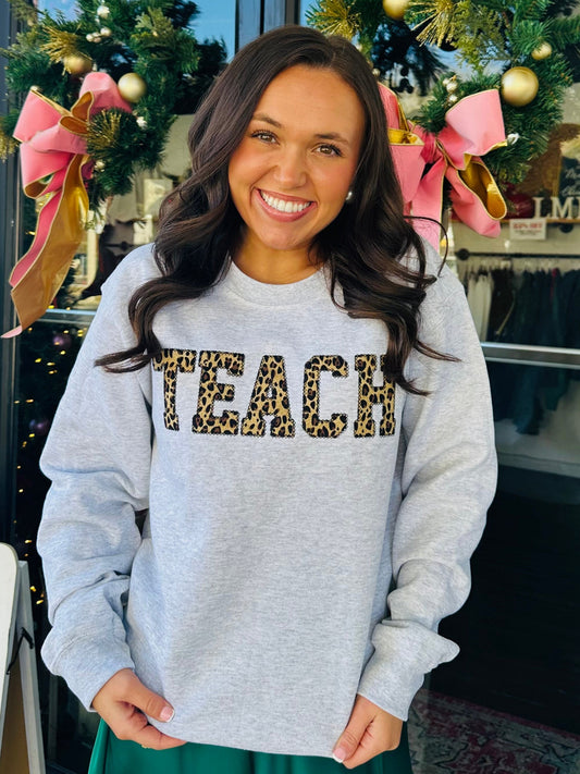 The Teach Leopard Embroidered Sweatshirt