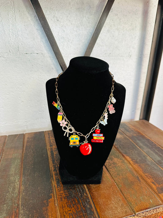 The Teacher Life Theme Charm Necklace