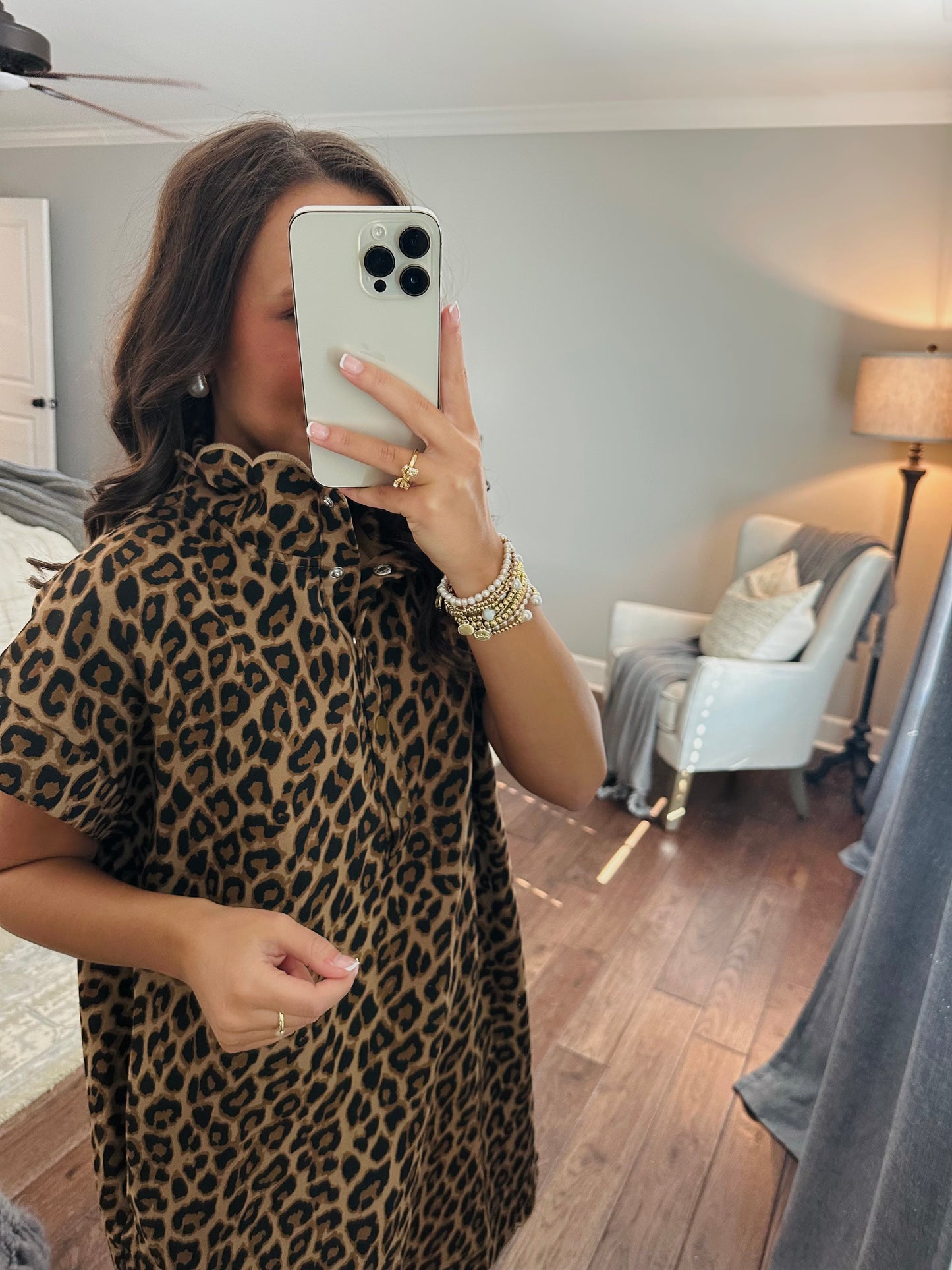 The Miah Leopard Scalloped Dress