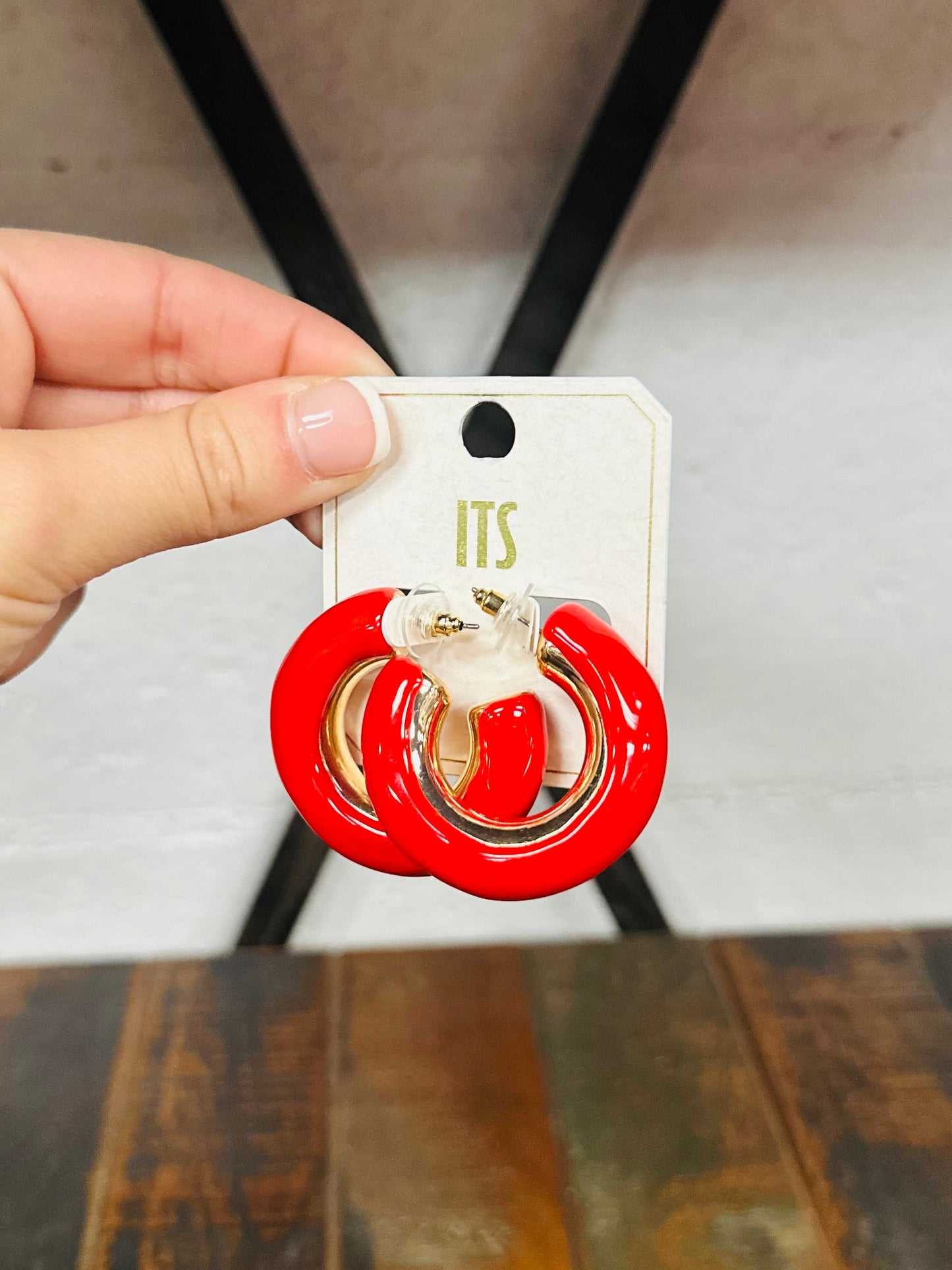 Red + Gold Chunky Hoops