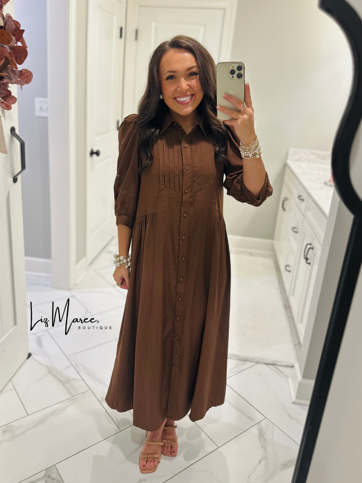 The Rowan Brown Midi Dress