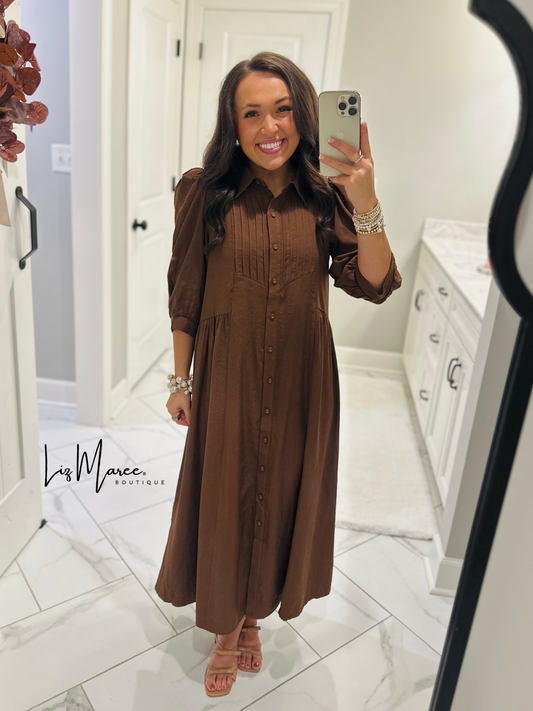 The Rowan Brown Midi Dress