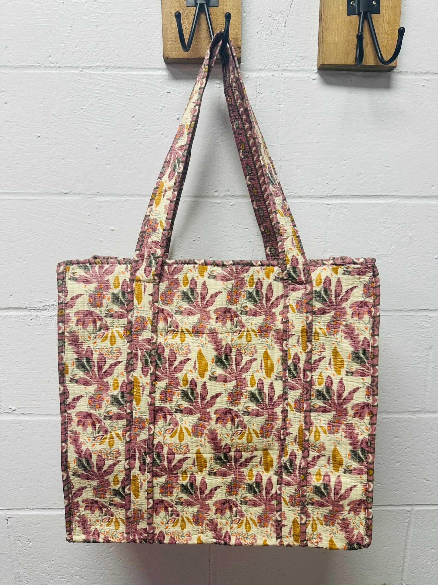 The Mauve Floral Quilted Tote Bag