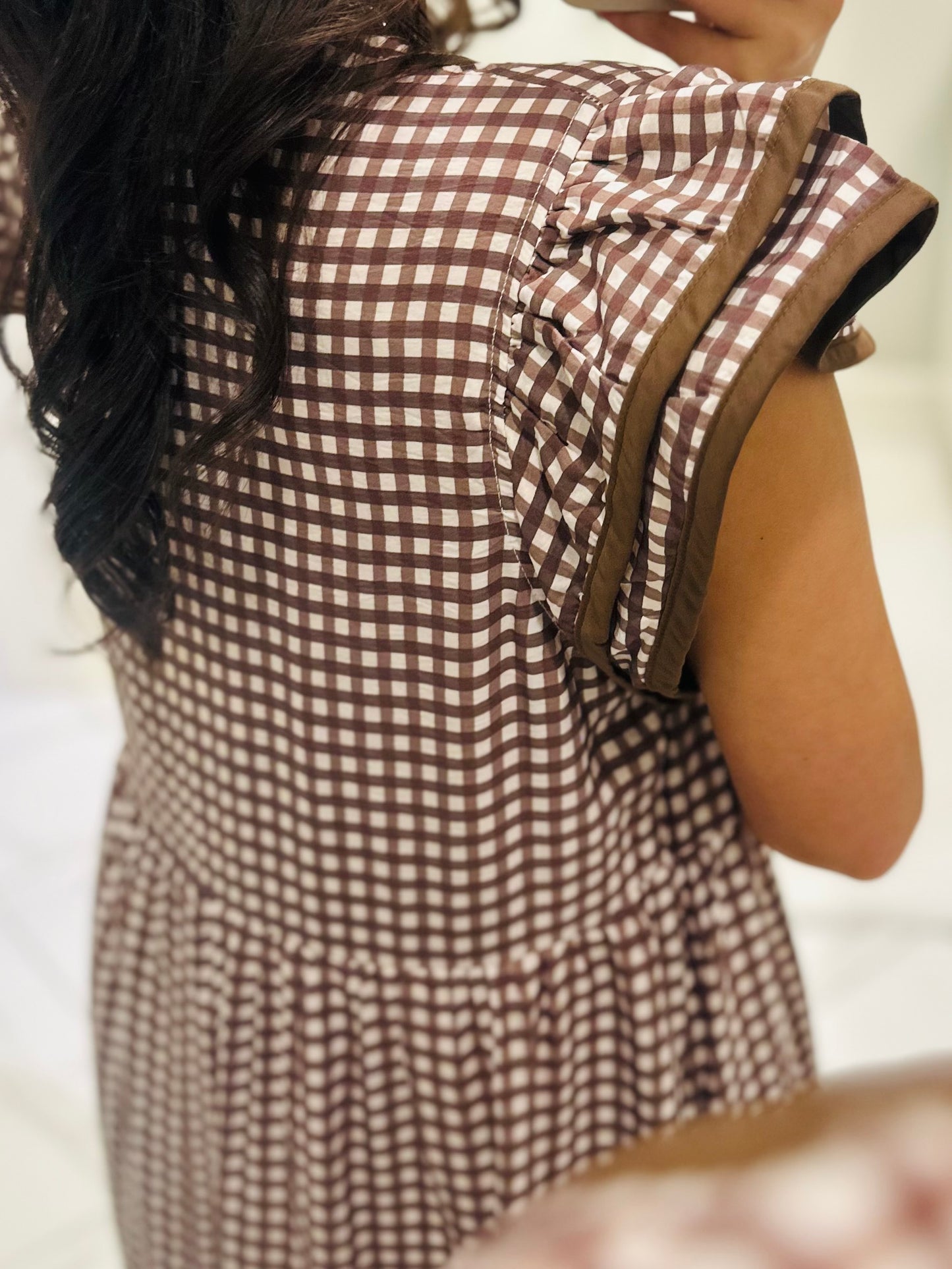 The Morganne Brown Gingham Midi Dress